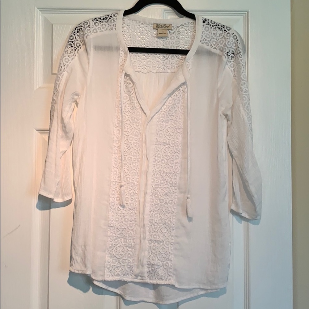 Lucky Brand Boho Crochet Shirt XS